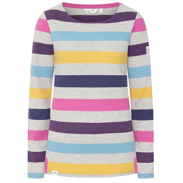 Lazy Jacks Dam/Dam Breton Multi Stripe Långärmad Topp 1 Grey Marl 10 UK