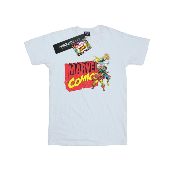 Marvel Comics Girls Vintage Logo Blast Cotton T-shirt 12-13 Ja White 12-13 Years