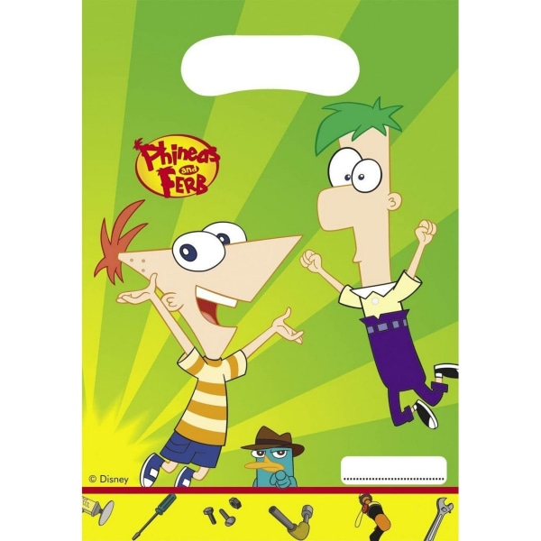 Phineas och Ferb Alarm Party Bags (6-pack) One Size Grön/Gul Green/Yellow One Size
