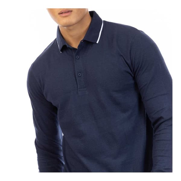 Peter Werth Långärmad Pikétröja för Herr L Mörkblå Dark Navy L