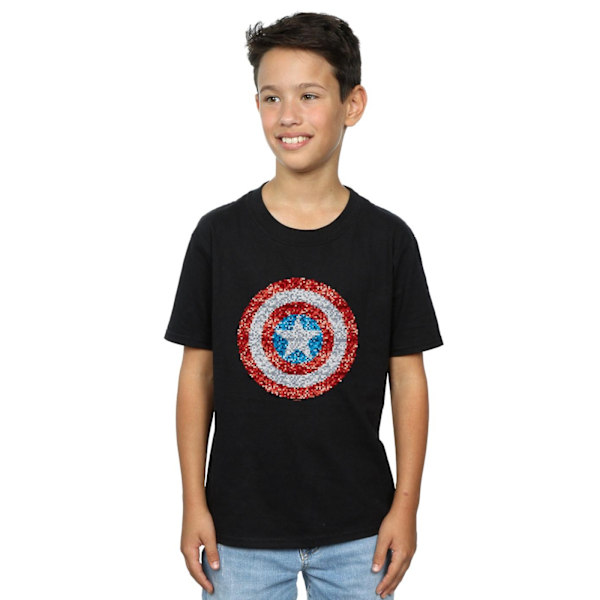 Marvel Boys Captain America Pixelated Shield T-shirt 12-13 år Black 12-13 Years