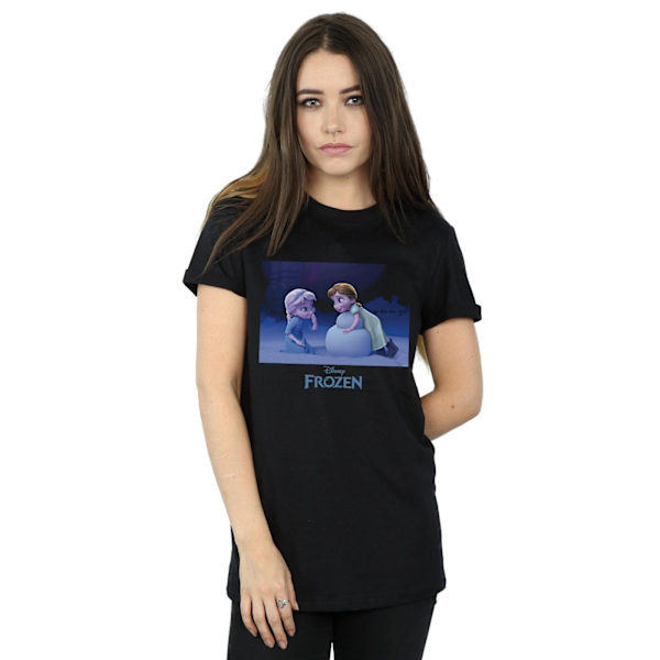 Disney Dam/Kvinnor Frozen Bygg En Snögubbe Bomull Pojkvän T- Black XL