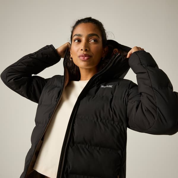 Regatta Dam Altoro Lång Vadderad Jacka 8 UK Svart/ Black/Mocha 8 UK