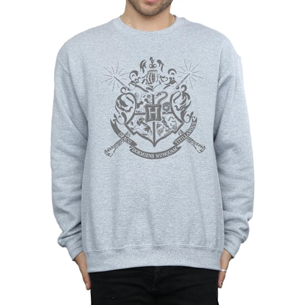 Harry Potter Herr Hogwarts Badge Wands Sweatshirt L Sports Grey Sports Grey L