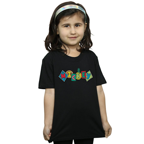 Disney Girls Mickey Mouse Fruit Blocks Bomull T-shirt 7-8 år Black 7-8 Years