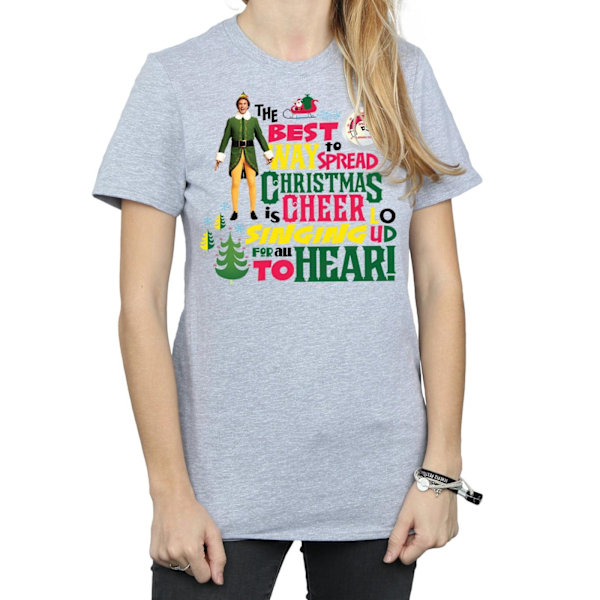 Elf Dam/Damer Julglädje Bomull Boyfriend T-Shirt 3XL Sports Grey 3XL