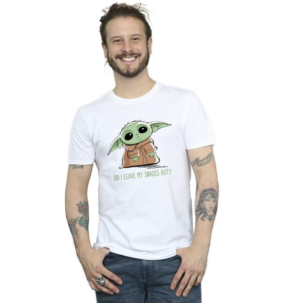 Star Wars Herr The Mandalorian Grogu Snacks Meme T-Shirt S Vit White S