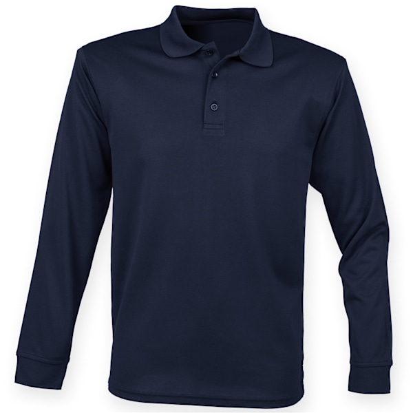 Henbury Coolplus Fukttransporterande Långärmad Pikétröja för Män 4 Navy 4XL