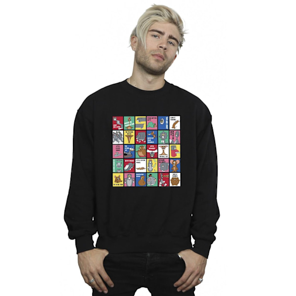 Tom And Jerry Herr Grid Squares Sweatshirt L Svart Black L