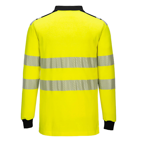 Portwest Herr PW3 Flamskyddad Hi-Vis Långärmad Poloskjorta Yellow/Black L
