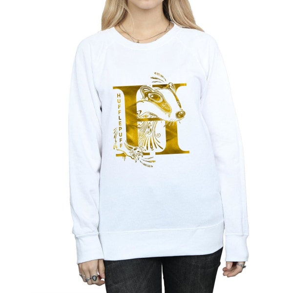 Harry Potter Dam/Kvinnor Hufflepuff Badger Sweatshirt XL Vit White XL
