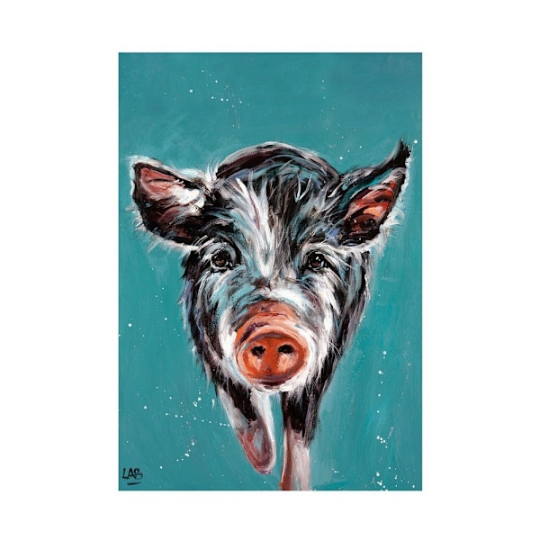 Louise Brown Piggy On The Run Print 80cm x 60cm Blå/Svart/Vit Blue/Black/White 80cm x 60cm