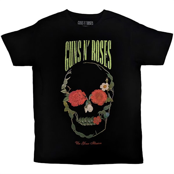 Guns N Roses Unisex Vuxen Rose Skull T-Shirt XXL Svart Black XXL