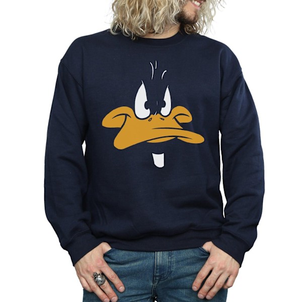 Looney Tunes Herr Daffy Duck Ansikte Sweatshirt L Marinblå Navy Blue L