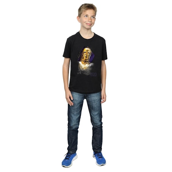 Star Wars Boys The Last Jedi C-3PO Borstad T-shirt 12-13 år Black 12-13 Years