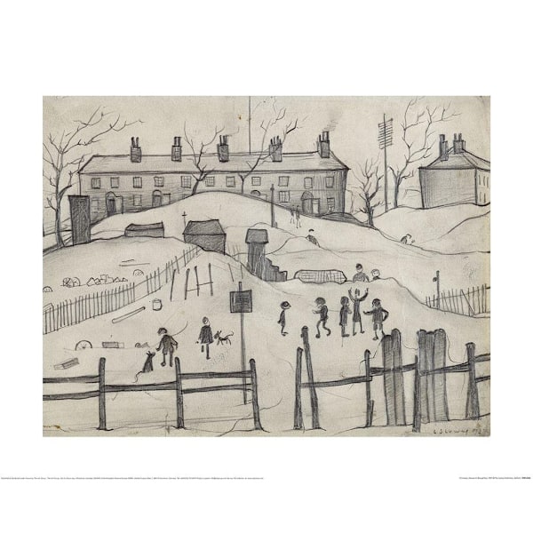 L.S. Lowry Hus i Broughton 1937 Tryck 40cm x 50cm Grå Grey 40cm x 50cm