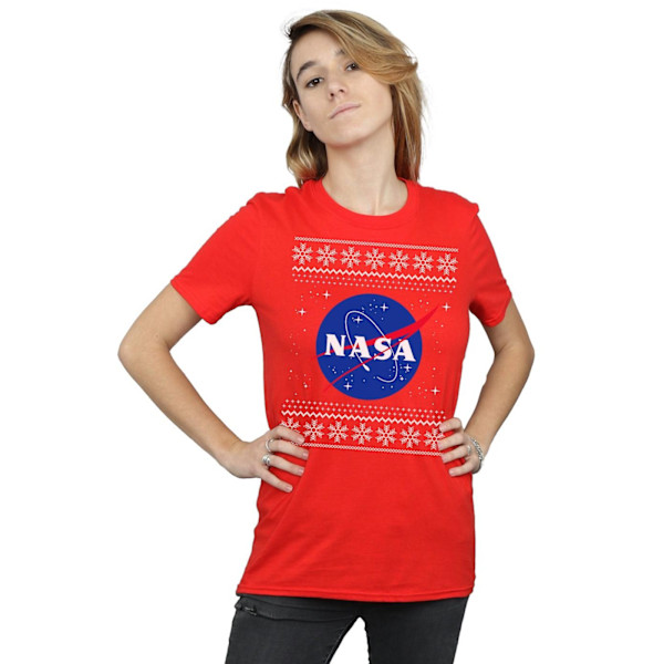 NASA Dam/Damer Classic Fair Isle Bomull Boyfriend T-Shirt 3 Red 3XL