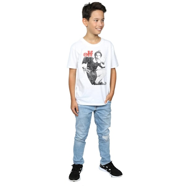 Elf Boys Mono Distressed Poster T-Shirt 7-8 år Vit White 7-8 Years