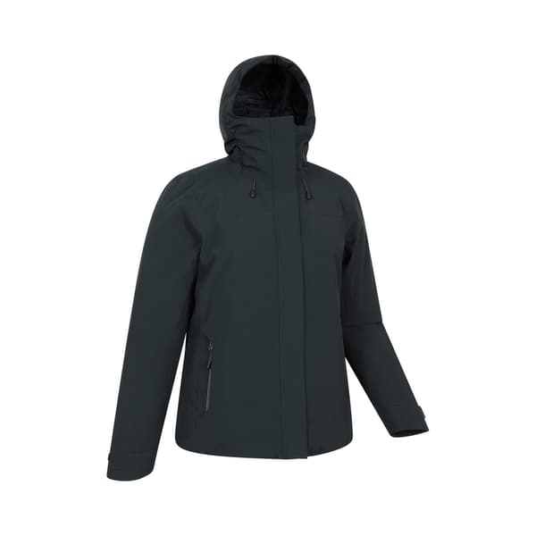 Mountain Warehouse Mallory Kort Vattentät Vadderad Jacka för Dam Black 14 UK
