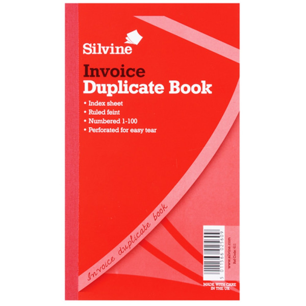 Silvine Large Duplicate Invoice Book Fint 200 ark (paket med Red One Size