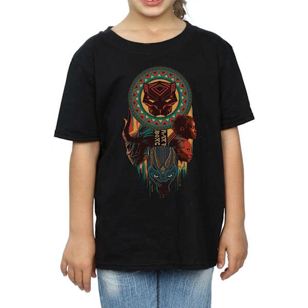 Marvel Girls Black Panther Totem Bomull T-shirt 5-6 år Svart Black 5-6 Years