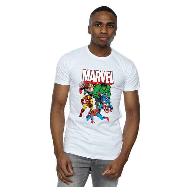 Marvel Herr T-shirt Hero Group Bomull M Vit White M