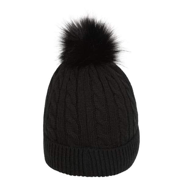 Mountain Warehouse Dam Beanie med Pompom och Fuskpälsfoder för Kvinnor Black One Size
