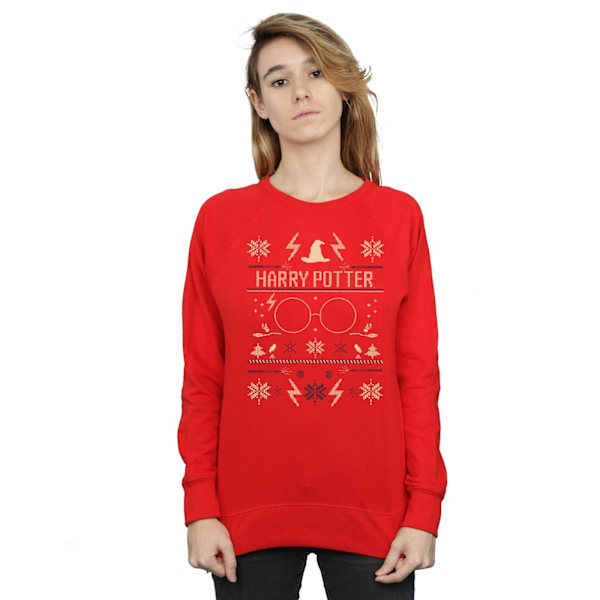 Harry Potter Dam/Damjul Julmönstrad Sweatshirt M Röd Red M