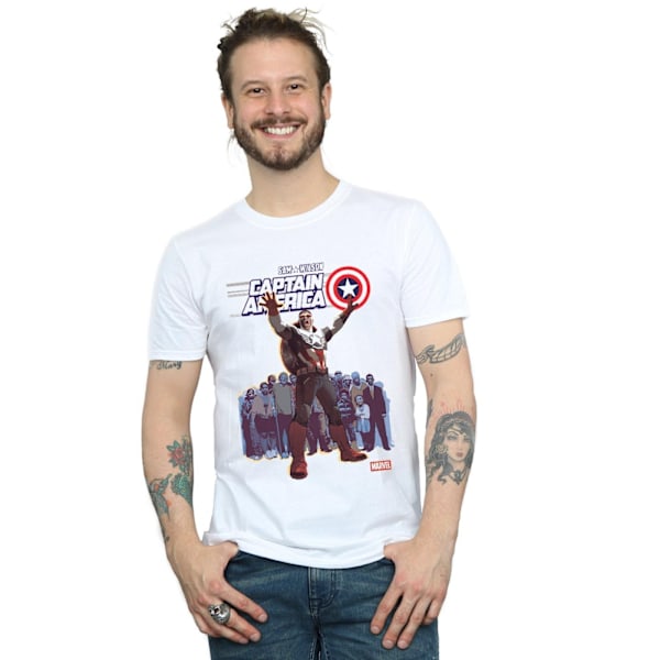 Marvel Herr Captain America Sam Wilson Cover T-Shirt M Vit White M