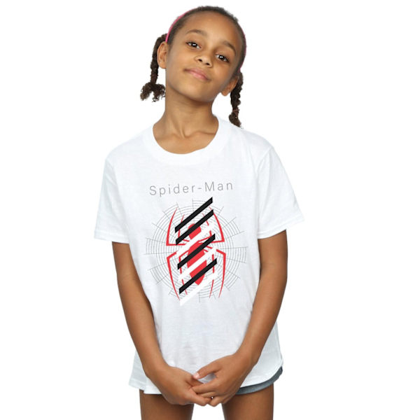 Marvel Girls Spider-Man Logo Stripes Bomull T-shirt 12-13 år White 12-13 Years