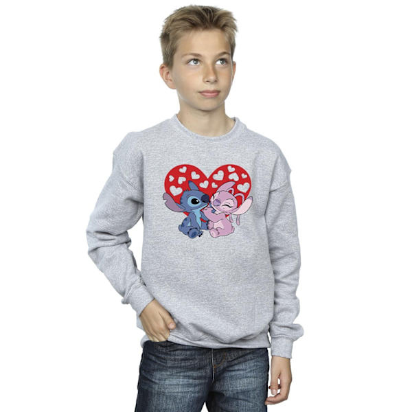Disney Boys Lilo & Stitch Hearts Sweatshirt 7-8 år Sports Grå Sports Grey 7-8 Years