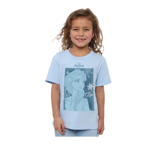 Frozen Elsa Snowflake T-shirt för flickor, 7-8 år, Ljusblå Light Blue 7-8 Years