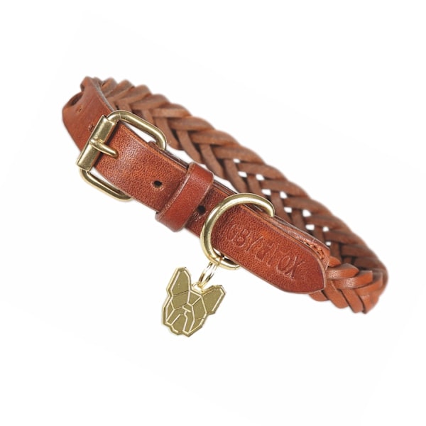 Digby & Fox Pläd Läder Hundhalsband Stor - Halsomfång: 44,5cm-50,8cm Tan Large - Neckline: 17.5in-20in