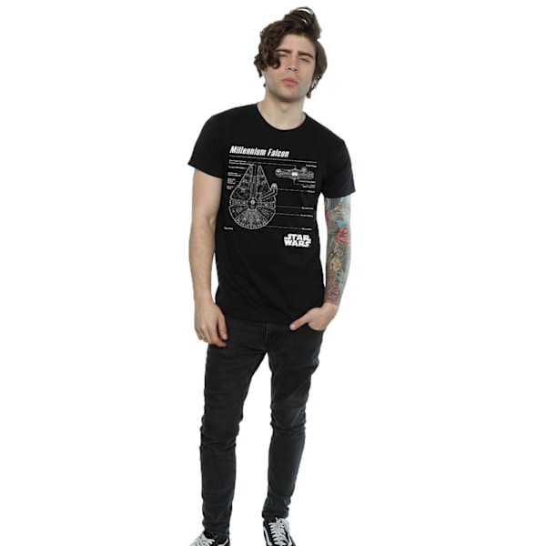 Star Wars Millennium Falcon Blueprint T-shirt L Svart Black L