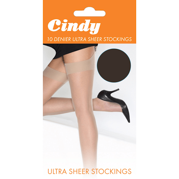Cindy Dam/Kvinnor 10 Denier Ultra Sheer Strumpor (1 Par) På Barely Black One Size (UK Shoe 3-8)