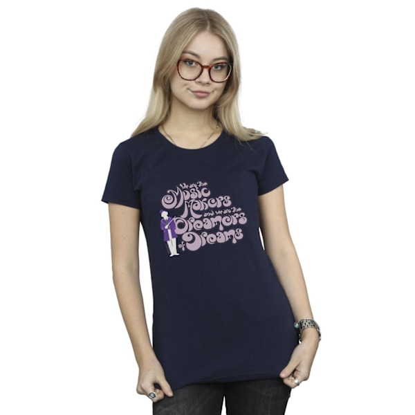 Willy Wonka Dam/Damer Drömmare Text Bomull T-shirt S Marin B Navy Blue S