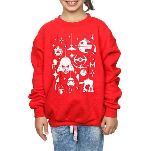 Star Wars Girls Jul Dekorationer Sweatshirt 7-8 År Röd Red 7-8 Years