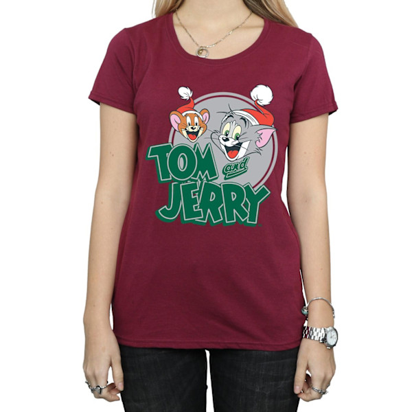 Tom och Jerry Dam/Dam Julhälsningar Bomull T-shirt Burgundy M