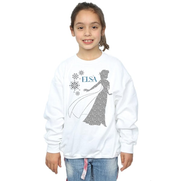 Disney Girls Frozen Elsa Jul Silhouette Sweatshirt 12-13 White 12-13 Years