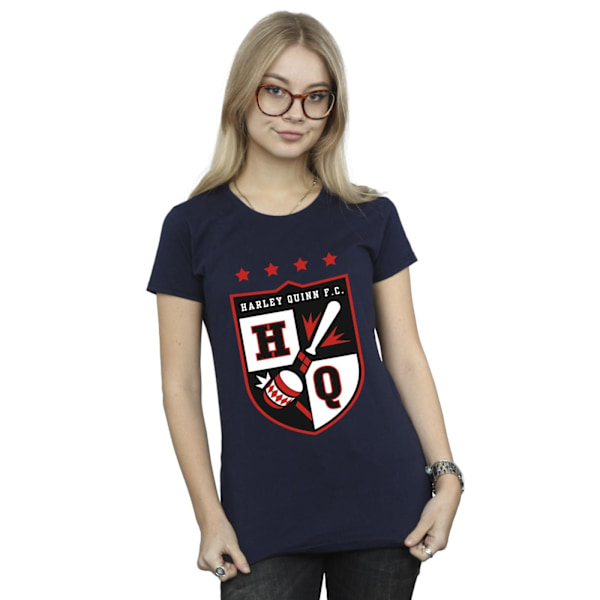 Justice League Dam/Kvinnor Harley Quinn FC Fickan Bomull T-Shirt Navy Blue XL