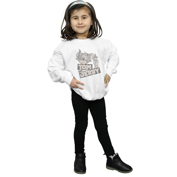 Tom And Jerry Girls Cartoon Wink Sweatshirt 5-6 År Vit White 5-6 Years