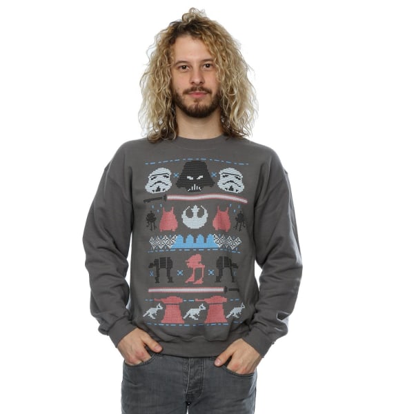 Star Wars Män Dark Side Fair Isle Christmas Sweatshirt M Charc Charcoal M