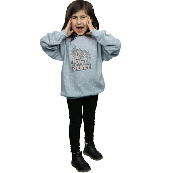 Tom And Jerry Girls Cartoon Wink Sweatshirt 5-6 år Sports Grå Sports Grey 5-6 Years