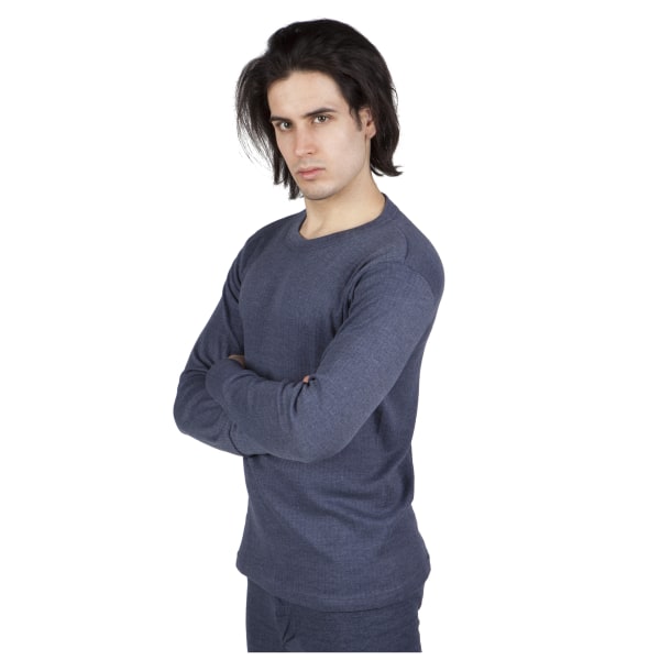 Thermal för män Långärmad T-shirt Topp bröst: 32-34 tum Denim Chest: 32-34ins (Small)