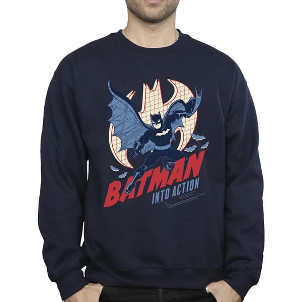 DC Comics Herr Batman Into Action Sweatshirt XL Marinblå Navy Blue XL