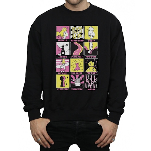 Disney Mens Tinkerbell Squares Sweatshirt XXL Svart Black XXL
