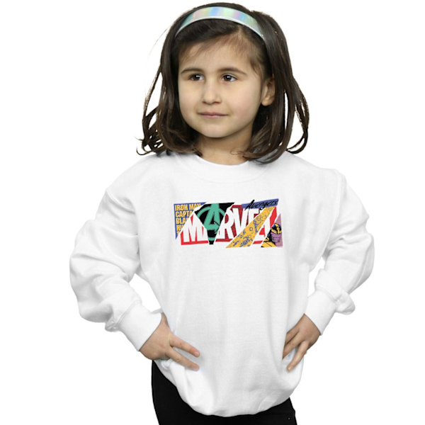 Marvel Girls Collage Logo Sweatshirt 9-11 år Vit White 9-11 Years