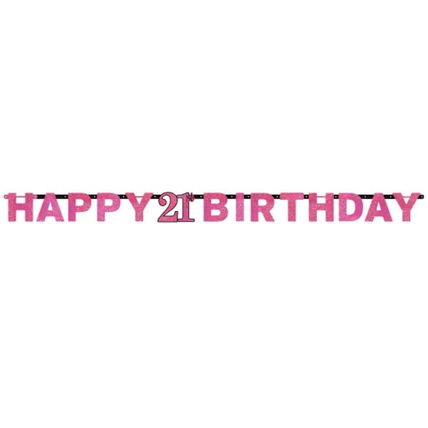 Amscan Prism Pink Happy Birthday Bokstavsbanderoll 40th Pink Pink 40th