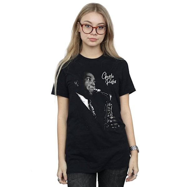 Charlie Parker Dam/Kvinnor Spelar Saxofon Bomull Boyfriend Black XL