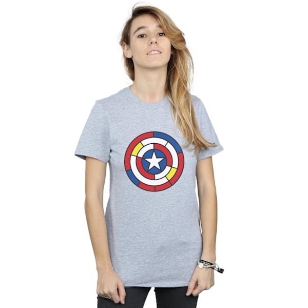 Marvel Dam/Damer Captain America Glasmålning Sköld Bomull Sports Grey 3XL